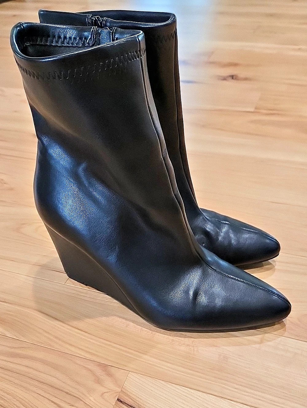 a new day Black Pointed-Toe Wedge Boots Size 9 Never Worn.
